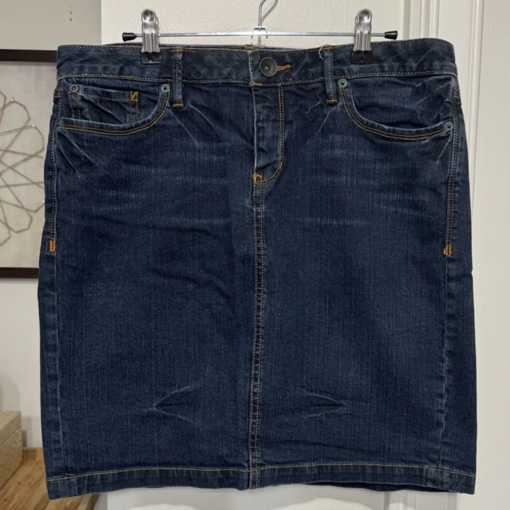{Converse One Star} Blue Vintage Braided Trim Low Rise Denim Jean Mini Skirt
